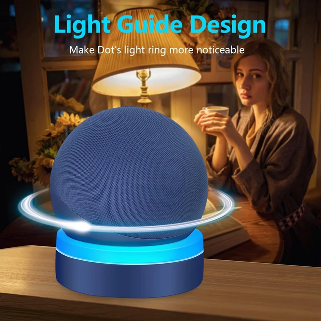 Alt view image 3 of 6 - Table Holder for Echo Dot 2026 New Model, Deep See Blue | Desktop Stand Mount for Echo Dot 5th Gen and 2026 New Model, Base Bracket with Light Guide, Built-in Cable Management
