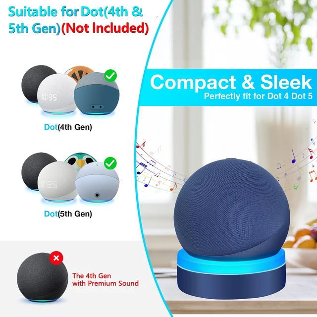Alt view image 2 of 6 - Table Holder for Echo Dot 2026 New Model, Deep See Blue | Desktop Stand Mount for Echo Dot 5th Gen and 2026 New Model, Base Bracket with Light Guide, Built-in Cable Management