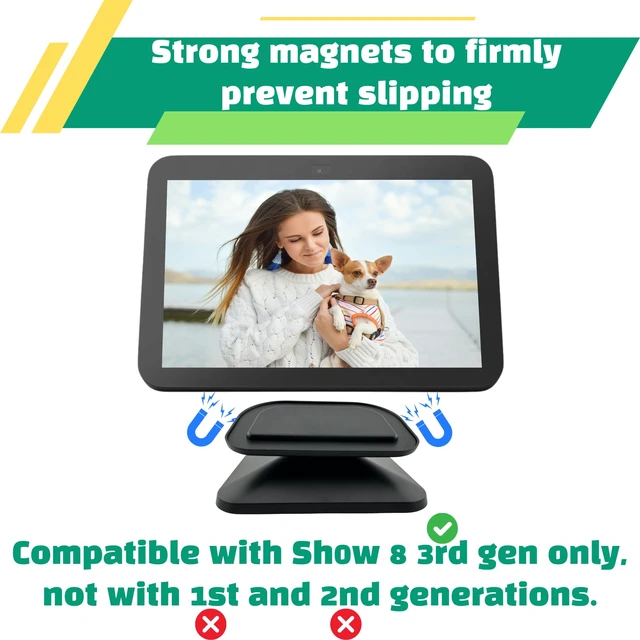 Alt view image 2 of 7 - Adjustable Magnetic Stand Mount for Shw 8 3rd gen, Smart Display Stand Holder with 360 Degree Rotation, Swivel & Tilt Function, Anti-Slip Base - Black Compatible with iPhone 12 & newer models