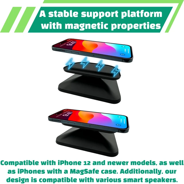 Alt view image 5 of 7 - Adjustable Magnetic Stand Mount for Shw 8 3rd gen, Smart Display Stand Holder with 360 Degree Rotation, Swivel & Tilt Function, Anti-Slip Base - Black Compatible with iPhone 12 & newer models