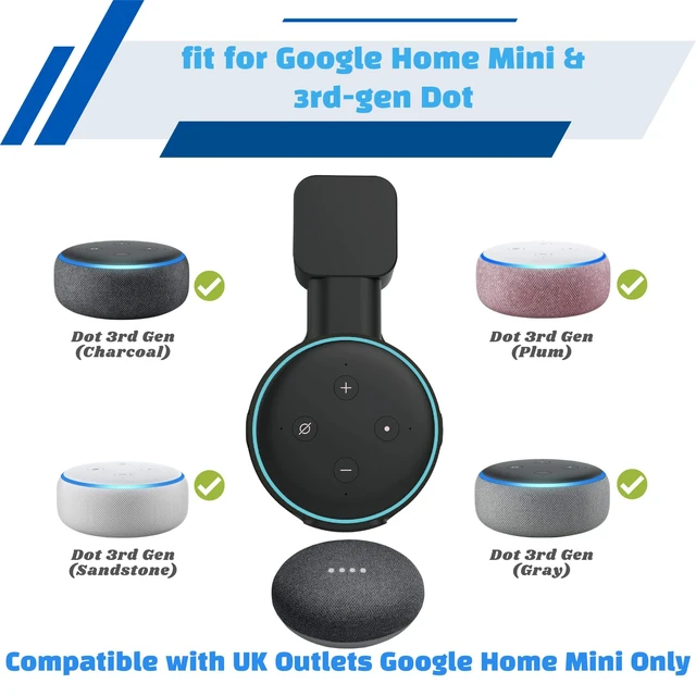Alt view image 2 of 7 - Wall Mount Holder for Dt 3 & UK Google Mini, Smart Home Outlet Wall Mount Stand Hanger for Dot 3rd Generation Speaker Holder, Space Saving Accessories Without Messy Wires, for Room (Black)