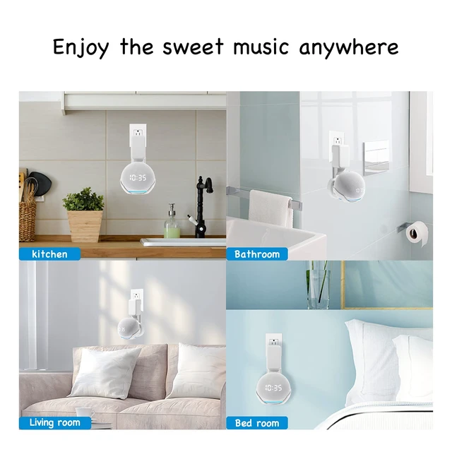 Alt view image 7 of 7 - Wall Mount Holder for Echo Dot 4th/5th Generation(1 Pack, White) | Outlet Hanger for Echo Dot 4th/5th Gen, Smart Speaker Stand, Space-Saving Dot Accessories, Built-in Cable Management shelf
