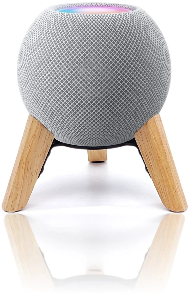 Main image of Real Wood Stand for Homepod mini smart Speaker,Desktop Bracket (White Oak) | wooden tripod with metal frame,safe stable holder mount with anti-slip silicone pad protects home pod mini on table
