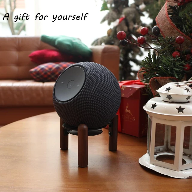 Alt view image 7 of 7 - Desk Wood Stand for 2025 New Echo Dot Max, Increase The Height of The Speaker. Improve Sound Quality and Hide The Power Cord. (Black Walnut)