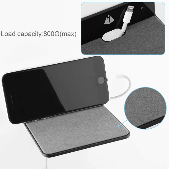 Alt view image 3 of 7 - Small Wall Shelf Speaker Stand, Mount for Webcam, Cell Phones, Mesh Router, Display Shelf Acrylic (Black)