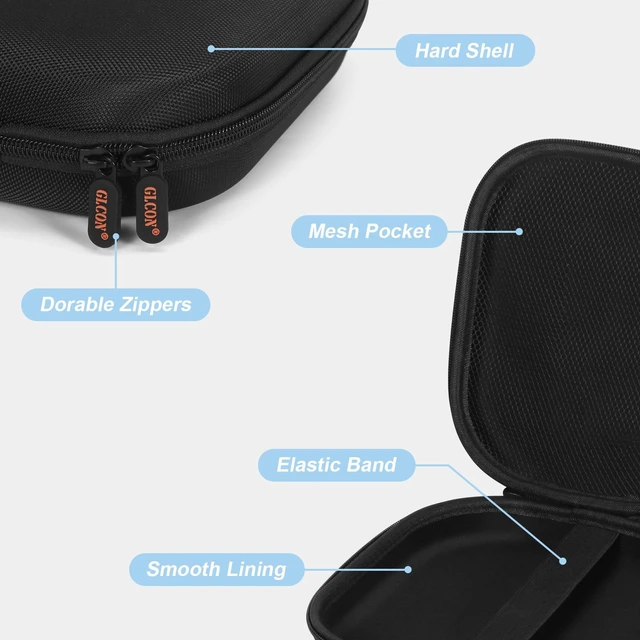 Alt view image 2 of 7 - Hard Shell Headphone Case, Durable Zipper Travel Carrying Pouch Bag | Compatible with Sony WH-CH520/CH720N, JBL Tune 510BT/720BT/520BT/770NC, Soundcore Q20/Q30 & Jlab Headphones,Black