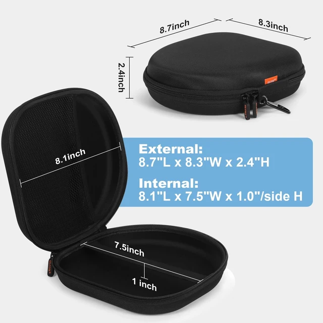 Alt view image 3 of 7 - Hard Shell Headphone Case, Durable Zipper Travel Carrying Pouch Bag | Compatible with Sony WH-CH520/CH720N, JBL Tune 510BT/720BT/520BT/770NC, Soundcore Q20/Q30 & Jlab Headphones,Black