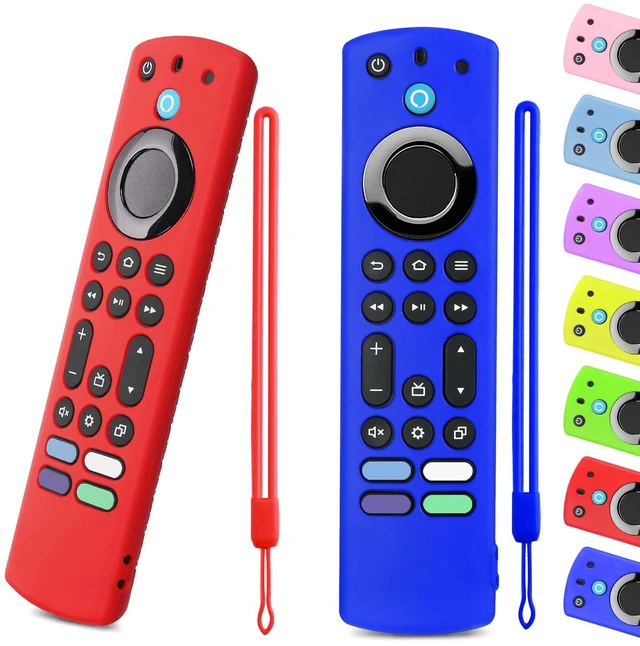 Main image of (2pcs) Silicone Remote Cover for Firetv 4K Max (2nd)/ Insignia/Pioneer/Toshiba/Omni (QLED) Series, Anti-Slip Protective Case with Same Color Lanyard (Blue&Red)