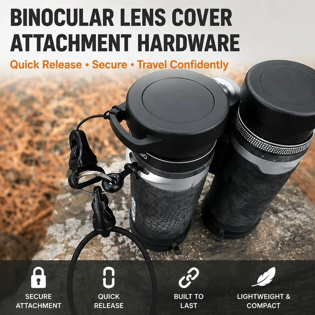 Alt view image 4 of 7 - Binocular Lens Cap Cover Attachment Hardware | Quick Release Clip Cord | Durable Cord Loop & Hardware | Secure Lens Cap | Easy Install, No-Tie Installation | Replacement | Quick Detach