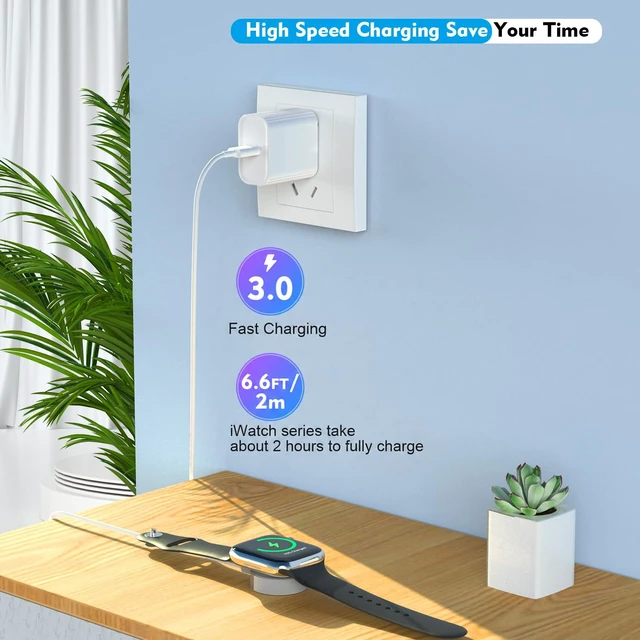Alt view image 6 of 7 - Fast Charger for Apple Watch Charger, USB C iPhone Watch Charger Plug Adapter & Long 6.6FT iWatch Portable Wireless Fast Charging Cable Cord Compatible with Apple Watch Series 10/9/8/7/SE/6/5/4/3/2/1