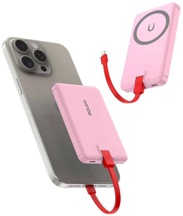 Main image of Mini Portable Charger for iPhone, Upgraded 5000mAh Magnetic Power Bank with Bulit-in Cable, Slim Battery Pack Backup Charger Compatible with iPhone 14/14 Pro Max/13/13 Pro/12 Pro/11/XS/XR/X/8/7/6