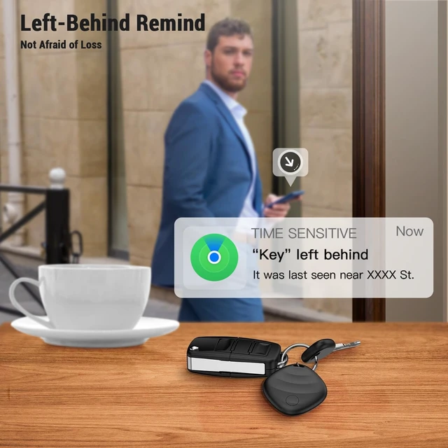 Alt view image 6 of 7 - Key Finder, Works with Apple Find My, Bluetooth Tracker, Black 1 Pack | Works with Apple Find My (iOS only), 400ft range, 80dB loud ring, IP67 waterproof smart item locator for keys and wallet.