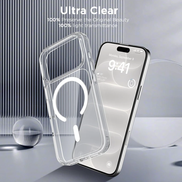 Alt view image 5 of 7 - Magnetic Case for iPhone 18 Pro Max/17 Pro Max 6.9 inch, Clear | Compatible with MagSafe & Magnetic Car Phone Mount, Not Yellowing, Anti-Scratch