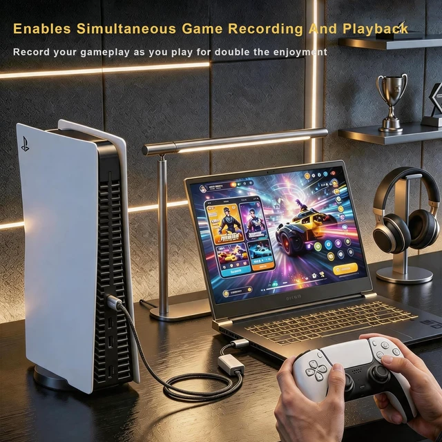 Alt view image 2 of 5 - 4k & 1080P 60FPS Video Capture Card,4K@30Hz Input HDMI to USB-C Video Capture Card,HDMI to USB 2.0,Compatible with Switch/PS4/PS5/ OBS/MacBook/Camera Silver