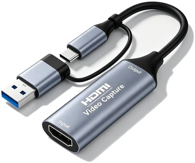 Main image of 4k & 1080P 60FPS Video Capture Card,4K@30Hz Input HDMI to USB-C Video Capture Card,HDMI to USB 2.0,Compatible with Switch/PS4/PS5/ OBS/MacBook/Camera Silver