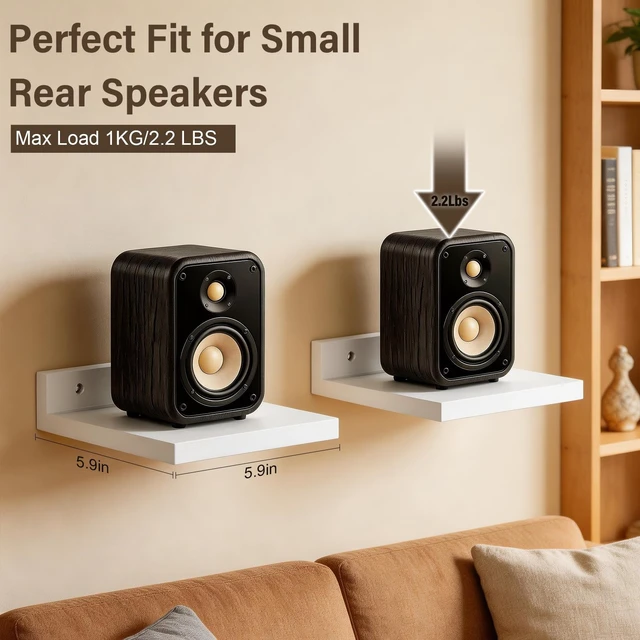 Alt view image 2 of 7 - Surround Sound Speaker Stand, Set of 2 Universal Small Speaker Mount Speaker Shelf for Samsung, Roku, Sony, JBL, Vizio, LG