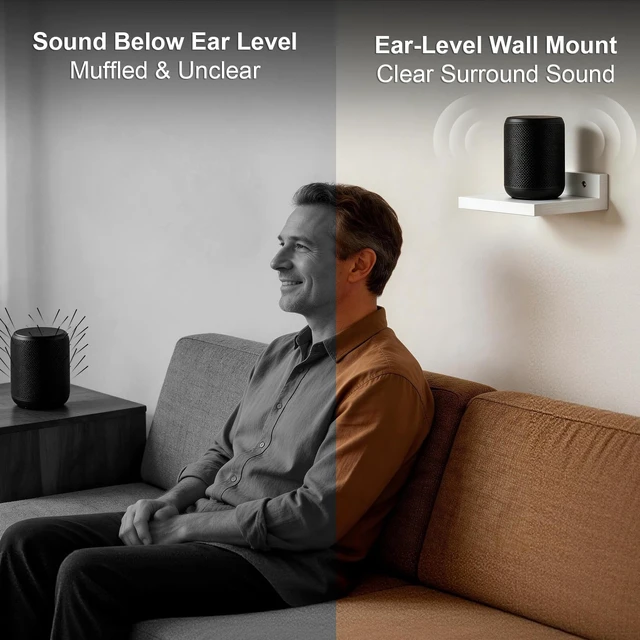 Alt view image 3 of 7 - Surround Sound Speaker Stand, Set of 2 Universal Small Speaker Mount Speaker Shelf for Samsung, Roku, Sony, JBL, Vizio, LG