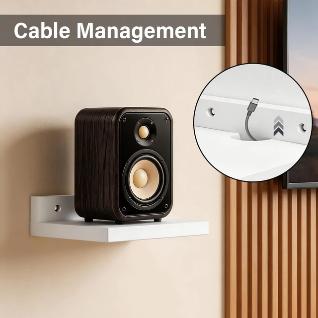 Alt view image 5 of 7 - Surround Sound Speaker Stand, Set of 2 Universal Small Speaker Mount Speaker Shelf for Samsung, Roku, Sony, JBL, Vizio, LG