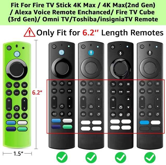 Alt view image 3 of 7 - (2Pcs) Silicone Remote Cover Glow in The Dark for Fire Stick TV 4K Max (2nd)/Insignia/Alexa Voice Remote Enhanced w with Lanyard, Lightweight Anti-Slip Shockproof(Glow Green&Glow Blue)