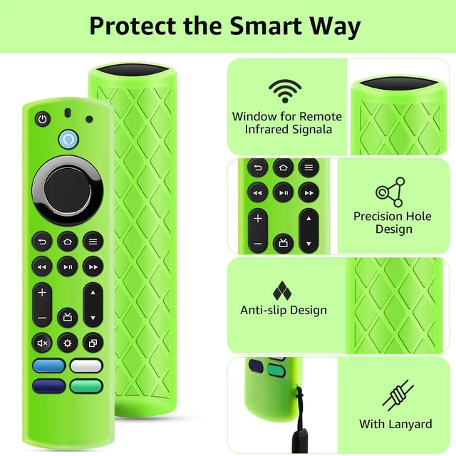 Alt view image 5 of 7 - (2Pcs) Silicone Remote Cover Glow in The Dark for Fire Stick TV 4K Max (2nd)/Insignia/Alexa Voice Remote Enhanced w with Lanyard, Lightweight Anti-Slip Shockproof(Glow Green&Glow Blue)