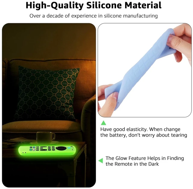 Alt view image 6 of 7 - (2Pcs) Silicone Remote Cover Glow in The Dark for Fire Stick TV 4K Max (2nd)/Insignia/Alexa Voice Remote Enhanced w with Lanyard, Lightweight Anti-Slip Shockproof(Glow Green&Glow Blue)