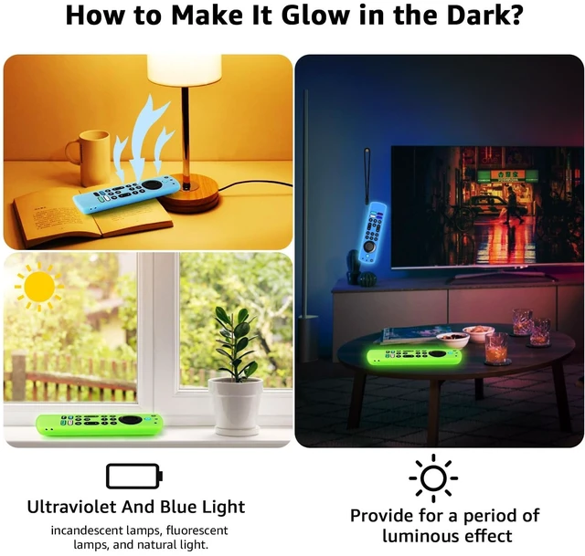 Alt view image 7 of 7 - (2Pcs) Silicone Remote Cover Glow in The Dark for Fire Stick TV 4K Max (2nd)/Insignia/Alexa Voice Remote Enhanced w with Lanyard, Lightweight Anti-Slip Shockproof(Glow Green&Glow Blue)