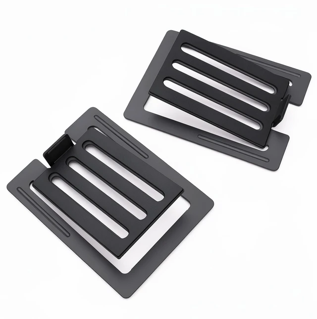Main image of Tilted Desktop Speaker Stands for Computer Speakers, Small to Medium Speakers and Studio Monitors, Metal Speaker Stand Pair, Black