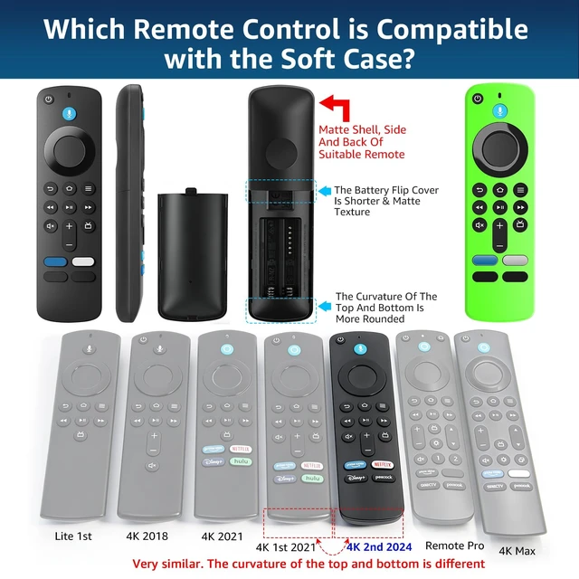Alt view image 3 of 7 - (2 Pack) Soft Silicone Remote Cover for (newestmodel) Stick HD, 4K Plus Remote Controls, Stick Cover Glow in The Dark, Anti Slip Shockproof Protective Case with Lanyard (Glow Green&Glow Purple)