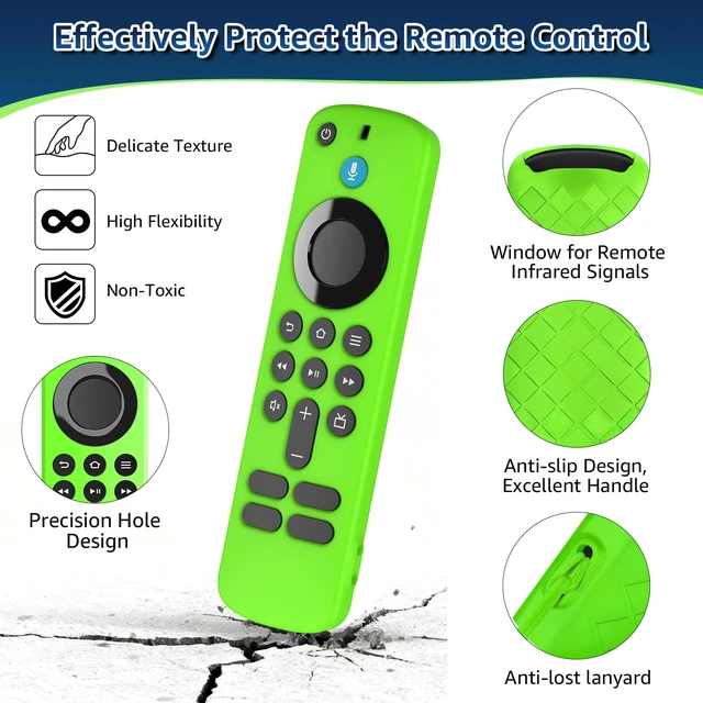 Alt view image 4 of 7 - (2 Pack) Soft Silicone Remote Cover for (newestmodel) Stick HD, 4K Plus Remote Controls, Stick Cover Glow in The Dark, Anti Slip Shockproof Protective Case with Lanyard (Glow Green&Glow Purple)