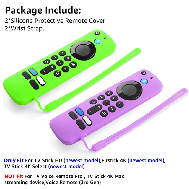 Alt view image 7 of 7 - (2 Pack) Soft Silicone Remote Cover for (newestmodel) Stick HD, 4K Plus Remote Controls, Stick Cover Glow in The Dark, Anti Slip Shockproof Protective Case with Lanyard (Glow Green&Glow Purple)