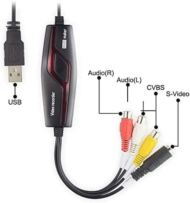 Alt view image 2 of 7 - VHS to Digital Converter, USB Video Capture Card for VCR Hi8 Mini DV to Mac | RCA to USB Video Converter Audio Transfer Grabber Device for PC Windows TV Tape Player Camcorder