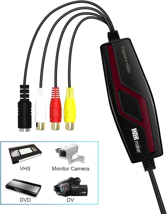 Alt view image 4 of 7 - VHS to Digital Converter, USB Video Capture Card for VCR Hi8 Mini DV to Mac | RCA to USB Video Converter Audio Transfer Grabber Device for PC Windows TV Tape Player Camcorder