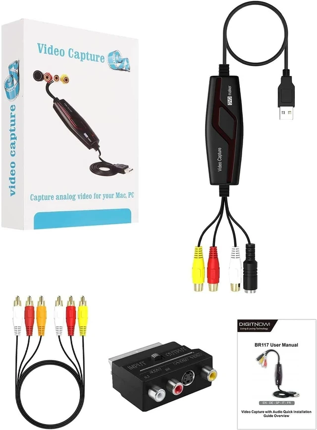 Alt view image 7 of 7 - VHS to Digital Converter, USB Video Capture Card for VCR Hi8 Mini DV to Mac | RCA to USB Video Converter Audio Transfer Grabber Device for PC Windows TV Tape Player Camcorder