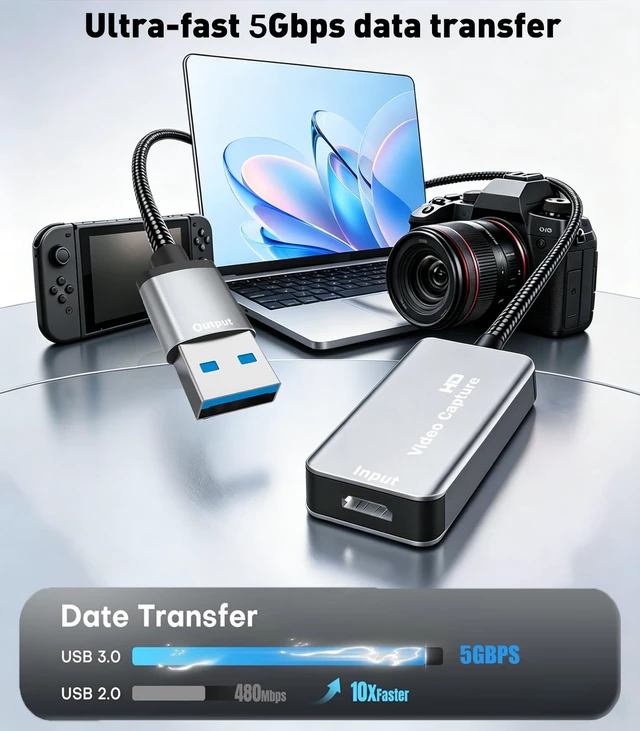 Alt view image 4 of 7 - Video Capture Card,4K HDMI to USB 3.0,1080P 60FPS for Streaming | Low Latency Capture Card for Gaming and Recording,Compatible with PS5/4, Switch 2, Xbox, Quest 3, Camera, PC, Xbox