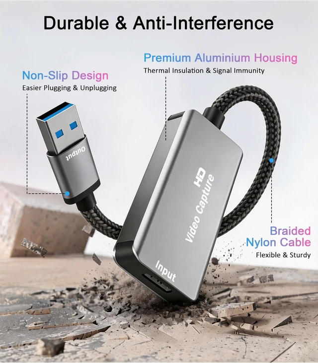 Alt view image 6 of 7 - Video Capture Card,4K HDMI to USB 3.0,1080P 60FPS for Streaming | Low Latency Capture Card for Gaming and Recording,Compatible with PS5/4, Switch 2, Xbox, Quest 3, Camera, PC, Xbox
