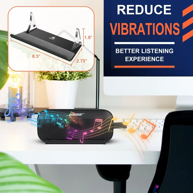 Alt view image 2 of 7 - Desktop Holder for Bose New SoundLink Flex 2nd Gen/Bose SoundLink Flex Bluetooth Speaker, Table Base Stand Display Stand Acrylic Speaker Stand Mount with Cable Management Groove (Black)