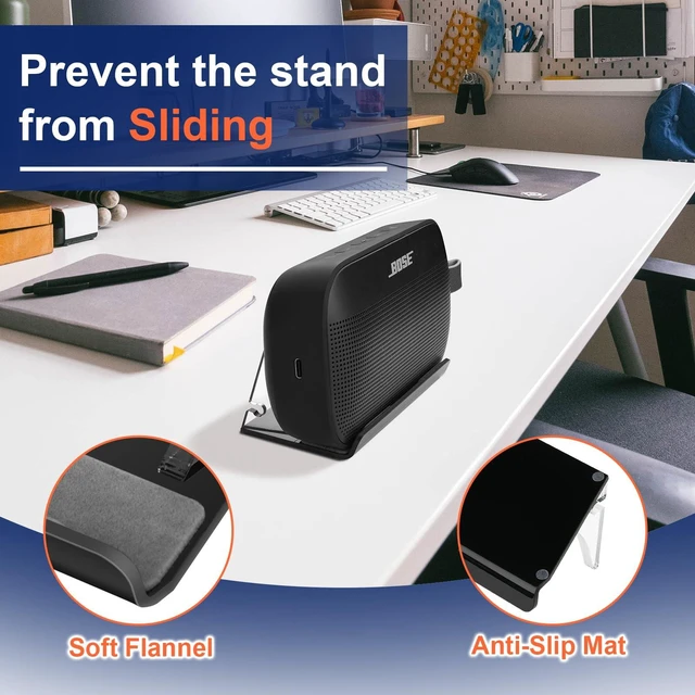 Alt view image 3 of 7 - Desktop Holder for Bose New SoundLink Flex 2nd Gen/Bose SoundLink Flex Bluetooth Speaker, Table Base Stand Display Stand Acrylic Speaker Stand Mount with Cable Management Groove (Black)