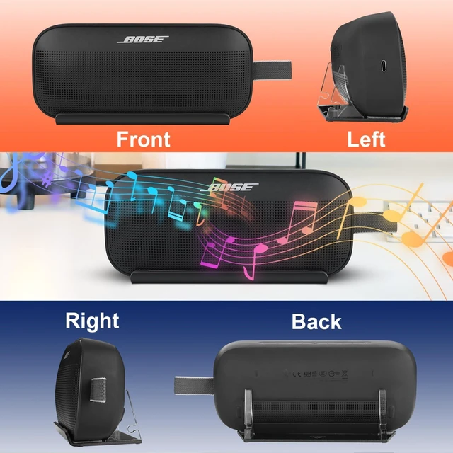 Alt view image 4 of 7 - Desktop Holder for Bose New SoundLink Flex 2nd Gen/Bose SoundLink Flex Bluetooth Speaker, Table Base Stand Display Stand Acrylic Speaker Stand Mount with Cable Management Groove (Black)