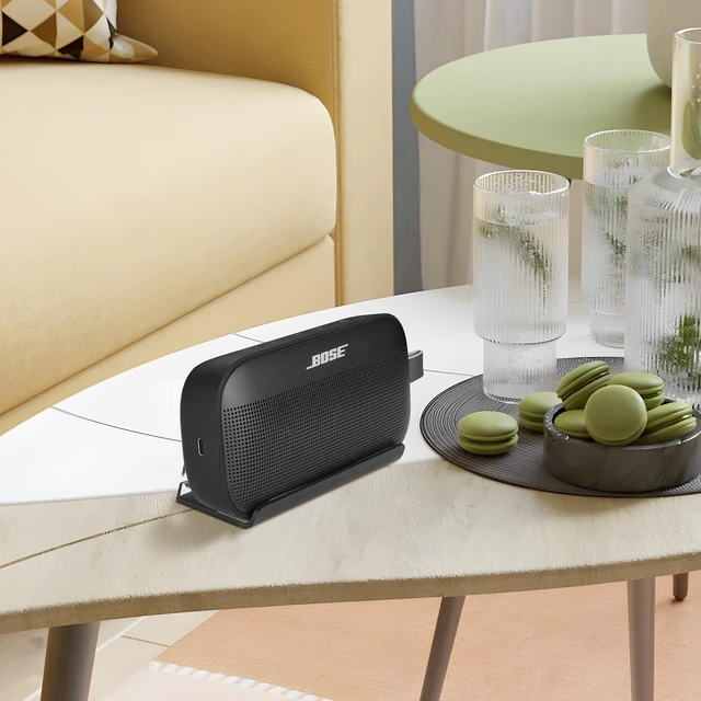 Alt view image 7 of 7 - Desktop Holder for Bose New SoundLink Flex 2nd Gen/Bose SoundLink Flex Bluetooth Speaker, Table Base Stand Display Stand Acrylic Speaker Stand Mount with Cable Management Groove (Black)