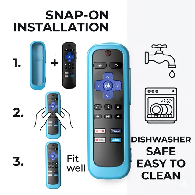 Alt view image 5 of 7 - 2 Pack Remote Case for Roku TV, Glow in the Dark Blue and Green | Battery Cover for TCL Roku Smart TV Steaming Stick Remote, Remote Cover Silicone Protective Controller Universal Sleeve Skin
