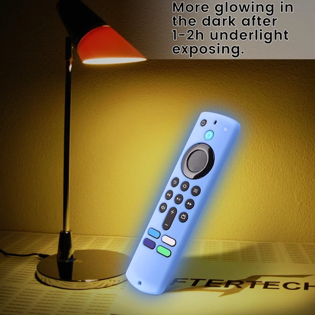 Alt view image 3 of 5 - 2-Pack Glowing Remote Cover for Smart TV Remote Controller, Blue & Purple | Silicone Protective Case with Lanyard, Glow Blue and Glow Purple, Glowing in the Dark, GITD!
