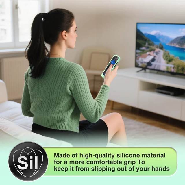 Alt view image 4 of 7 - for Roku-Remote-Cover,Glow in The Dark Silicone Protective Case | Compatible with All Roku TV Remote,Blue and Green 2-Pack,