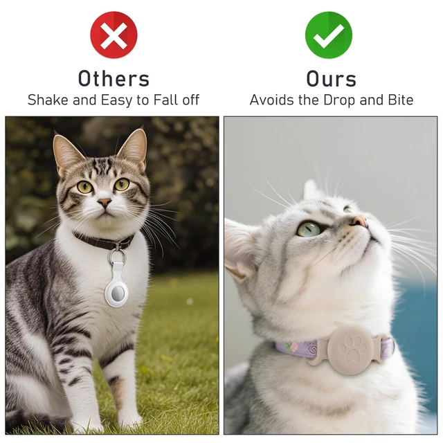 Alt view image 6 of 7 - Case for Airtag Cat Collar Holder, 3 Pack Soft Silicone Anti-Lost Waterproof Protective Case Cover Compatible with Apple Airtag 2nd & 1st Gen, for Pet Cat Collars Holder (Black+SmokPurpl+Stone)
