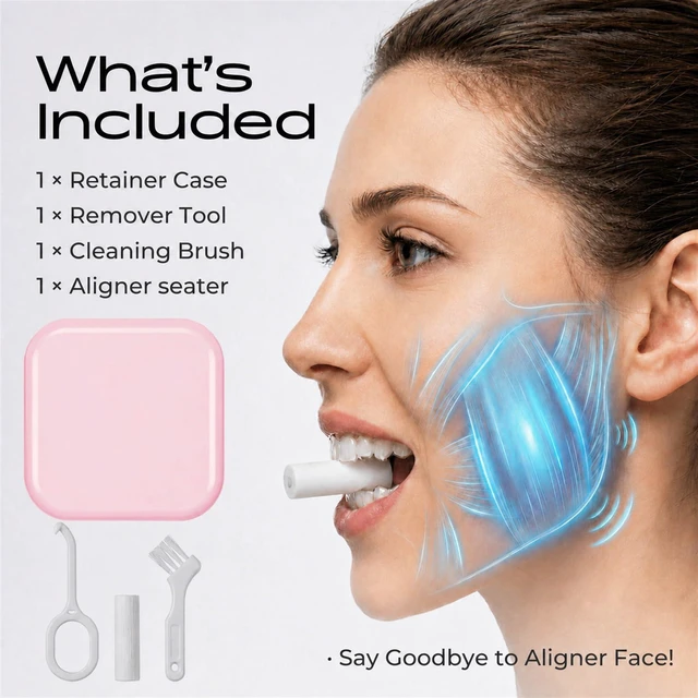 Alt view image 2 of 7 - Retainer Case with Mirror, Slim Aligner Case Kit for Invisalign - Pink | Built-in Mirror Pocket-Size for Travel Removable Silicone Liner Magnetic Closure Full Accessory Kit