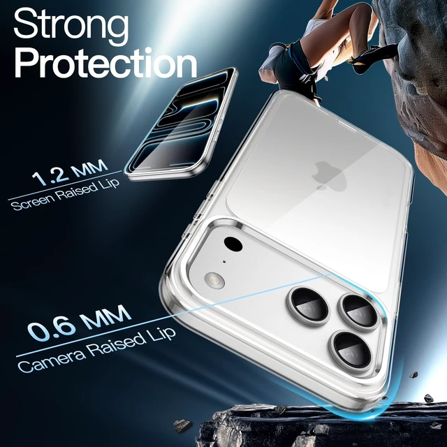 Alt view image 4 of 6 - Case for iPhone 17 Pro Max, Anti-Yellowing, Clear | Shockproof Protection, Scratch Resistant Hard PC Back, Durable Transparent TPU Bumper