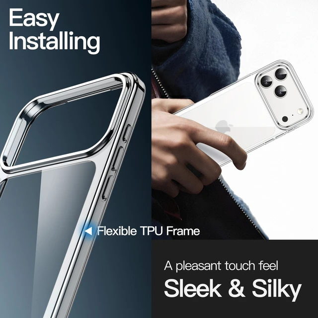 Alt view image 6 of 6 - Case for iPhone 17 Pro Max, Anti-Yellowing, Clear | Shockproof Protection, Scratch Resistant Hard PC Back, Durable Transparent TPU Bumper
