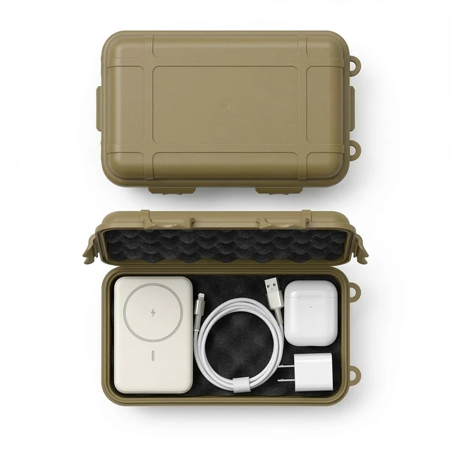 Main image of 8x5 Hard Case with Foam for 3.5" Hard Drive, USB SSD, Disk, Tool | Water Repellent EDC Container & Essential Electronic Protective Organizer for Office, Lab, Workshop, and Travel