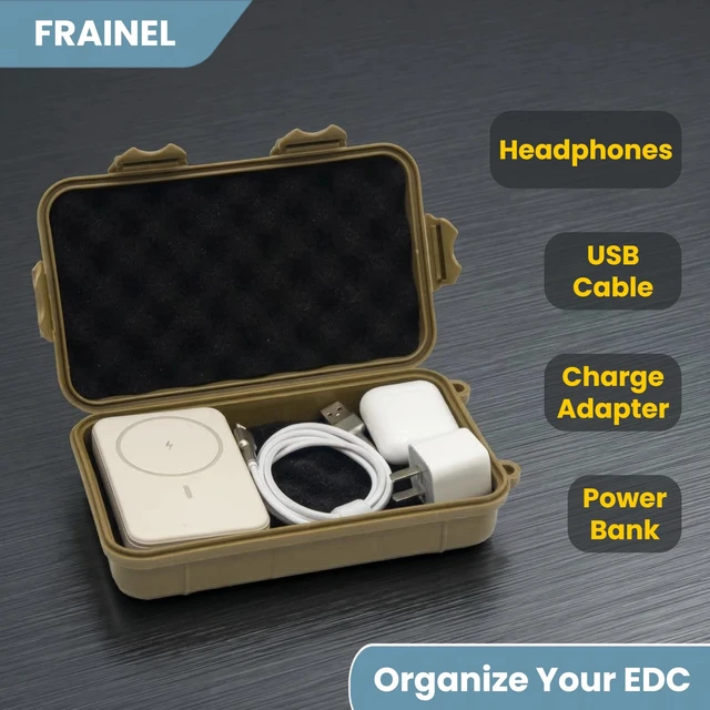 Alt view image 5 of 7 - 8x5 Hard Case with Foam for 3.5" Hard Drive, USB SSD, Disk, Tool | Water Repellent EDC Container & Essential Electronic Protective Organizer for Office, Lab, Workshop, and Travel