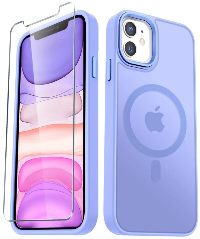 Main image of for iPhone 11 Case, Matte Magnetic Phone Case, Lavender Purple | Fit for Magsafe, Screen Protector Included, Translucent Frosted Slim Shockproof Protective Cover