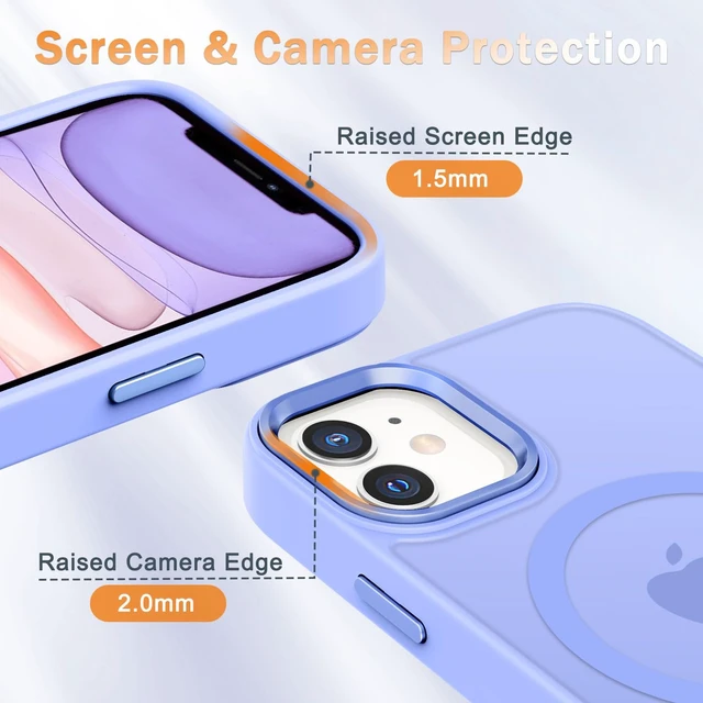 Alt view image 5 of 7 - for iPhone 11 Case, Matte Magnetic Phone Case, Lavender Purple | Fit for Magsafe, Screen Protector Included, Translucent Frosted Slim Shockproof Protective Cover
